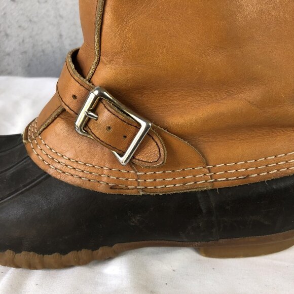 LL Bean Maine Hunting Shoe Boots Mens Size 8 Tan Brown Leather Duck Made USA - Picture 13 of 16